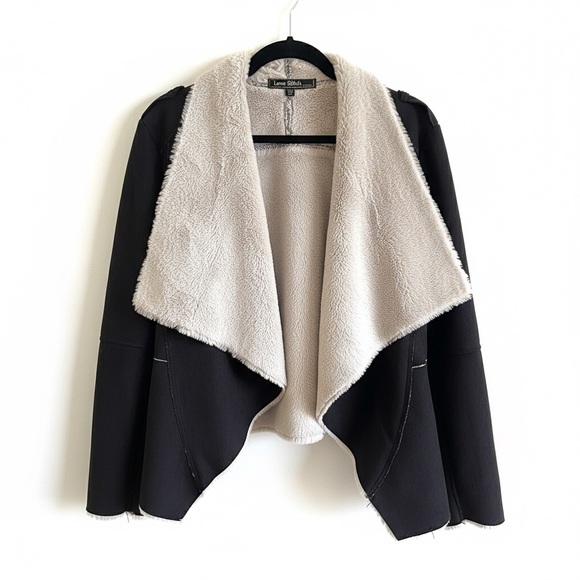 Love Stitch Jackets & Blazers - Love Stitch Black and Cream Faux Suede and Sherpa Jacket md